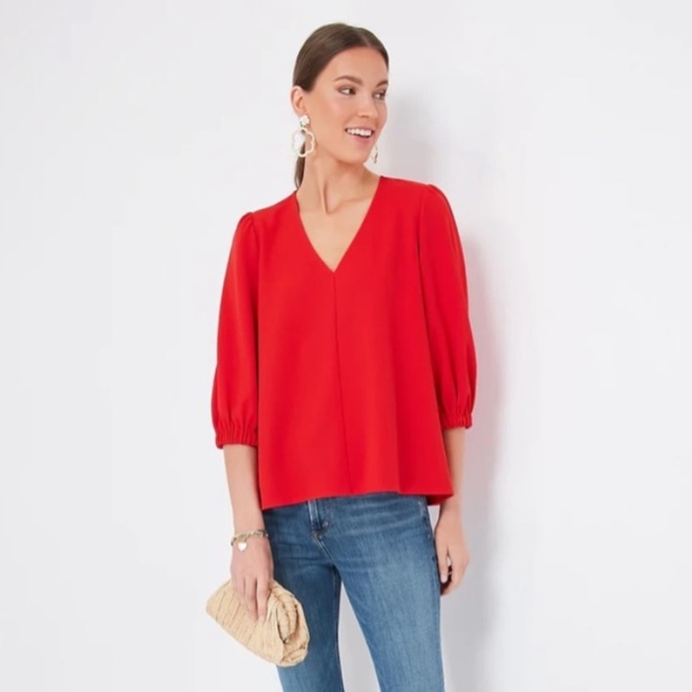 Tuckernuck Poppy Red Hollis Blouse